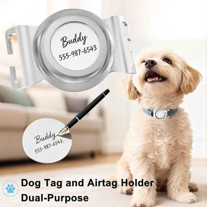 Chew-Proof Airtag Holder for Dogs, Heavy Duty Stainless Steel & Waterproof, Tough Protective Case for Dogs, Slide-On Design Fit for Most Collars and Straps, Full Coverage (Large, 1 Pack)