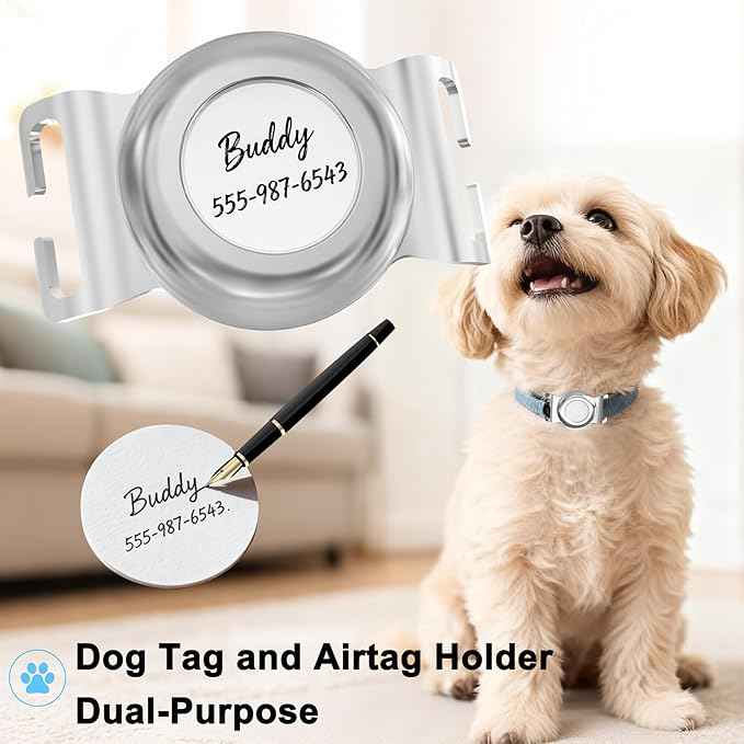 SANKALA Stainless Steel Airtag Dog Collar Holder, Chew-Proof & Waterproof Airtag Holder Case, Slide-On Opening, 3 Sizes for a Secure Fit on Most Collars, Straps or Backpack (Small, 1 Pack)