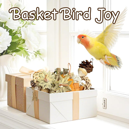 5-Pack Natural Hanging Basket Bird Toys – Foraging & Chewing Toys for Parakeets, Cockatiels, Conures & Small Birds – No Plastic, All-Natural Materials