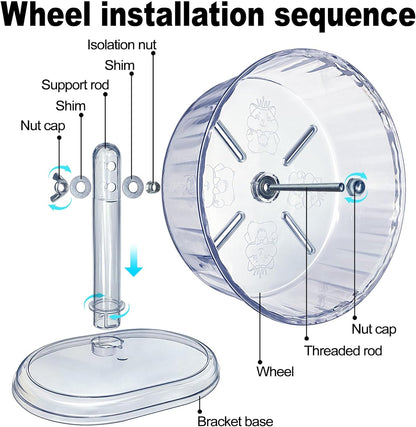 Silent Hamster Wheel, Super-Silent Hamster Exercise Wheels Accessories, Quiet Running Wheels, Adjustable Stand for Hamsters Mice Or Other Small Animals (White, Ф 8.3 inch)