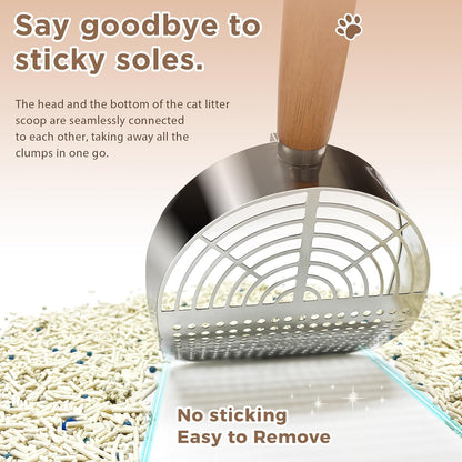 Cat Litter Scoop, Litter Scooper, Metal Cat Litter Scoop, Stainless Steel Cat Litter Scoop, Kitten Pooper Lifter, Kitty Metal Scooper with Holder for Cat Litter Box Round Holes Easy Cleaning