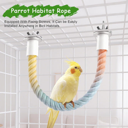 3 Pcs Bird Rope Perches Gradient Color, Bendable Parrot Bird Perch Rope Stand for Cage, Stand Climbing Stand Toy for Cockatiels, Lovebirds, Budgies, Parakeets (2 Long + 1 Short)