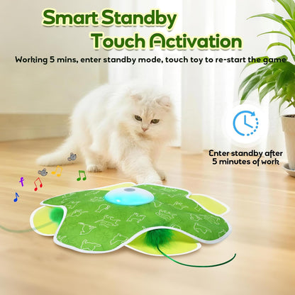 Interactive Cat Toys, Motion Activated, Moving Feather, Real Mouse Squeaky, Hide and Seek Cat Toys for Indoor Cats