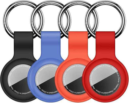 Case for AirTag 2nd Gen (2026) & 1st Gen, Silicone Holder Keychain Key Ring, Protective Cover for Air Tags, GPS Finder Accessories for Bags, Pets, Kids, Luggage, Black/Sky Blue/Orange/Red