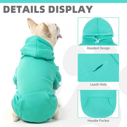 KOOLTAIL Basic Dog Hoodie - Soft and Warm Dog Hoodie Sweater with Leash Hole and Pocket, Dog Winter Coat, Cold Weather Clothes Sweatshirt for Small Medium Large Dogs Puppy Cat Boys Girls Lake Blue XXL