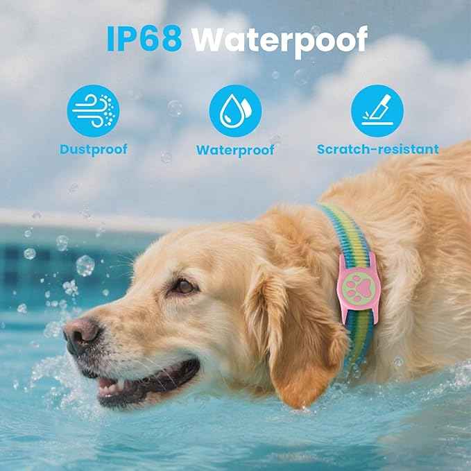Waterproof Airtag Holder for Dog Collar,Stretchy Silicone | Full Body Covered | AirTag Holder Glow in The Dark,(Pink-Luminous)