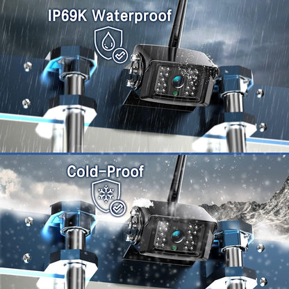 1080P Wireless Backup Camera System with 10 Inch DVR 4 Split Monitor, IP69 Waterproof Stable Signal Record Wireless 1 Rear and 2 Side View Cameras for RV Truck Trailer Camper (BW103)