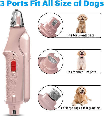 Dog Nail Clippers & Cat Nail Clipper with Catcher, 2 in 1 Dog Nail Trimmers & Grinder with Light for Large Small Dogs Cats,Silent Groom Pro Claw Trimmer, Rechargeable Dogs Nails Grinder Quiet