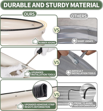 1MORE Galvanized Raised Garden Bed- Planter Garden Boxes Outdoor, Raised Beds for Gardening, 8x2x1ft Metal Garden Bed Kit for Vegetables Flower, Planter Raised Beds with Protective Tape & Tools.White