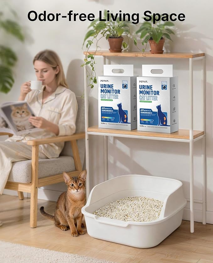 PETKIT Tofu Cat Litter, Superior Clumping Flushable, 100% Natural Ingredients Plant Cat Litter, Urine pH Detection Tofu Litter, Dust-Free,Low Tracking and Odor Control