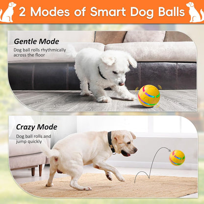 Interactive Dog Ball, Smart Interactive Dog Toys, Automatic Moving Vibrating Bouncing Pet Ball for Medium and Large Dogs, TPU Material, Rechargeable and Waterproof