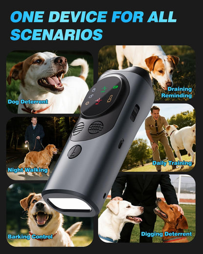 2025 Ultrasonic Dog Bark Deterrent Devices with 3 Emitters & SOS Flashlight, Humane Anti-Bark Trainer, 50FT Range, 90-Day Battery, Multi-Mode Rechargeable Dog Deterrent for Indoor & Outdoor Use
