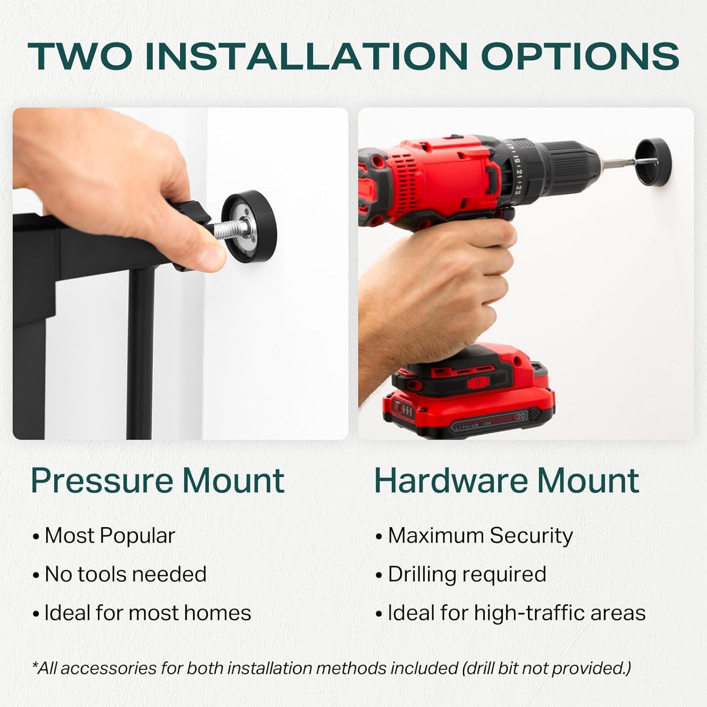 Cumbor 29.7-46" Baby Gate for Stairs, Toddler Safety Essentials for The House, Auto Close Dog Gate for Doorways, Mom's Choice Awards Winner-Easy Install Pressure Mounted Pet Gates for Dogs, White