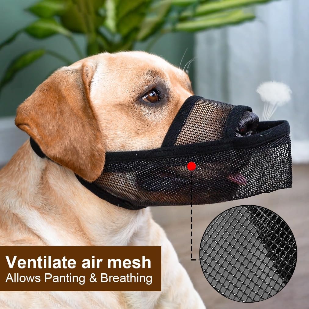 Crazy Felix Nylon Dog Muzzle for Small Medium Large Dogs Poodle Labrador Golden Retriever Doberman, Air Mesh Breathable and Drinkable Pet Muzzle for Anti-Biting Chewing Scavenging(Black,XL)