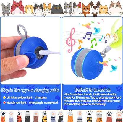 AIERSA Interactive Cat Toys for Indoor Adult Cats, Automatic Self-Play Cat Ball Toy for Kitten to Keep Them Busy, Electric Moving Chase Toy (Blue)