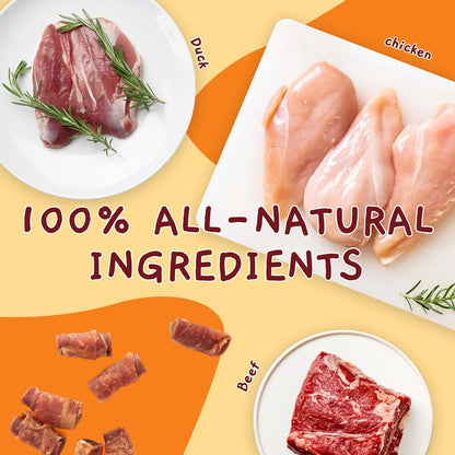 Jungle Calling Triple Flavor Rolls Dog Treats, Made with Real Chicken Duck Beef Meat, Rawhide Free Dogs Snacks,Healthy, Easily Digestible, and High Protein Treat, 10.6 oz