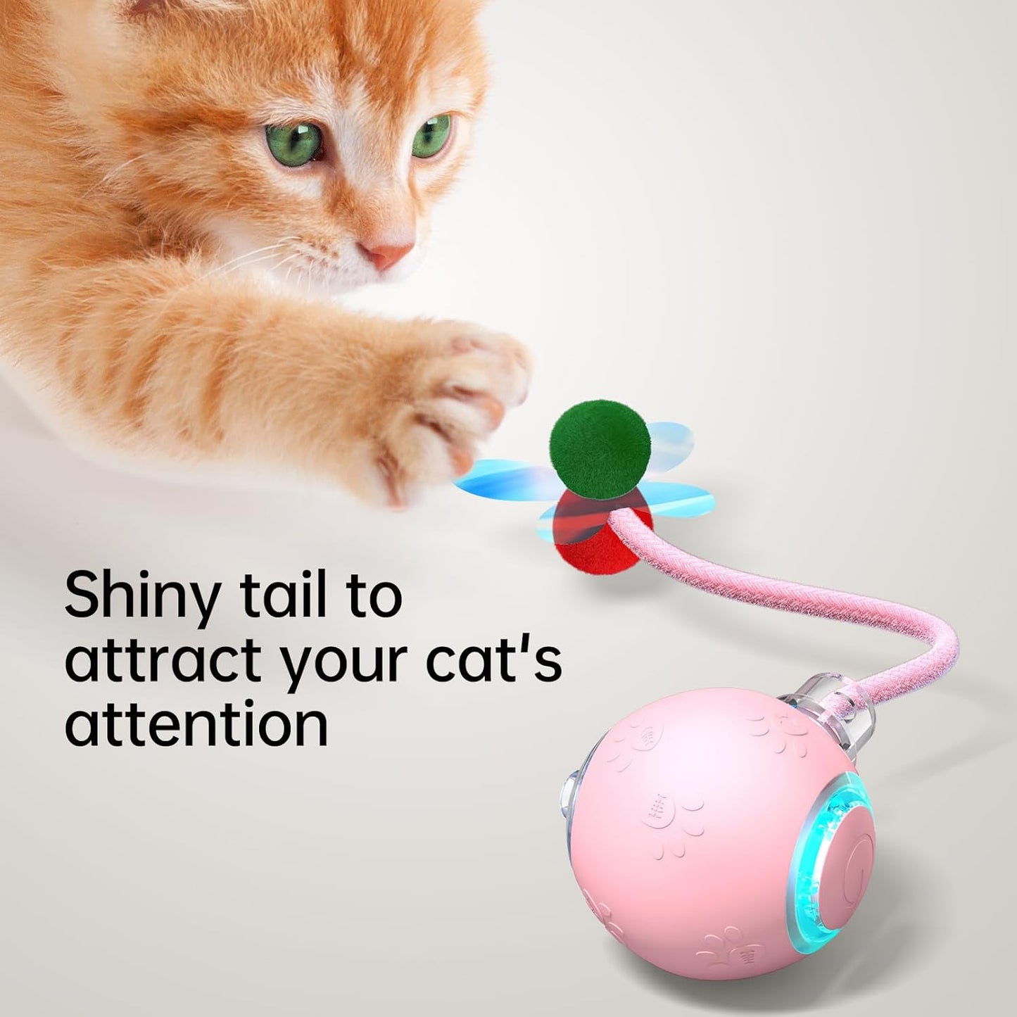 Interactive Cat Toys for Indoor Cats - Kitten Toy with Speedy Tail 2.0, Automatic Cat Toys for Bored Indoor Adult Cats, Motion-Activated, 2025 New Upgraded, USB Rechargeable (Pink)