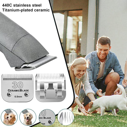 Audoc 3Pack #30 Blade Dog Grooming Clipper Replacement Blades Compatible with Wahl/Oster Dog Clippers,Detachable Ceramic Blade & Stainless Steel Blade,Size-30, 1/50-Inch Cut Length (64260)