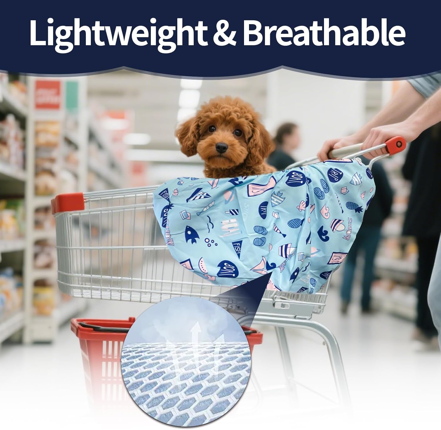 Shopping Cart Cover for Pets Dogs-Waterproof and Cooling Material,Portable and Easy-on Stretch Design with Carry Bag - Pawvie
