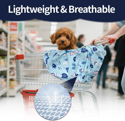 Shopping Cart Cover for Pets Dogs-Waterproof and Cooling Material,Portable and Easy-on Stretch Design with Carry Bag - Pawvie