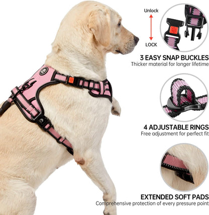 NESTROAD No Pull Dog Harness,Adjustable Oxford Dog Vest Harness with Leash,Reflective No-Choke Pet Harness with Easy Control Soft Handle for Small Dogs(X-Small,Pink)