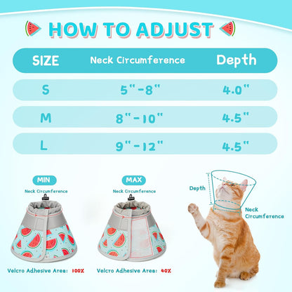 Cat Cone Collar Soft to Stop Licking, Adjustable, Foldable Lightweight Kitten Cones After Surgery Recovery for Cats & Kittens, Cat Cone Alternative (Blue, L)