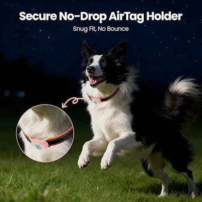 for Airtag Dog Collar Holder with QR ID Tag, Glow in the Dark, Fluorescent Waterproof Silicone for Airtag Case for Dog Collars, Scan for Instant Alert, Emergency Contact, Pet Profile (Pink)