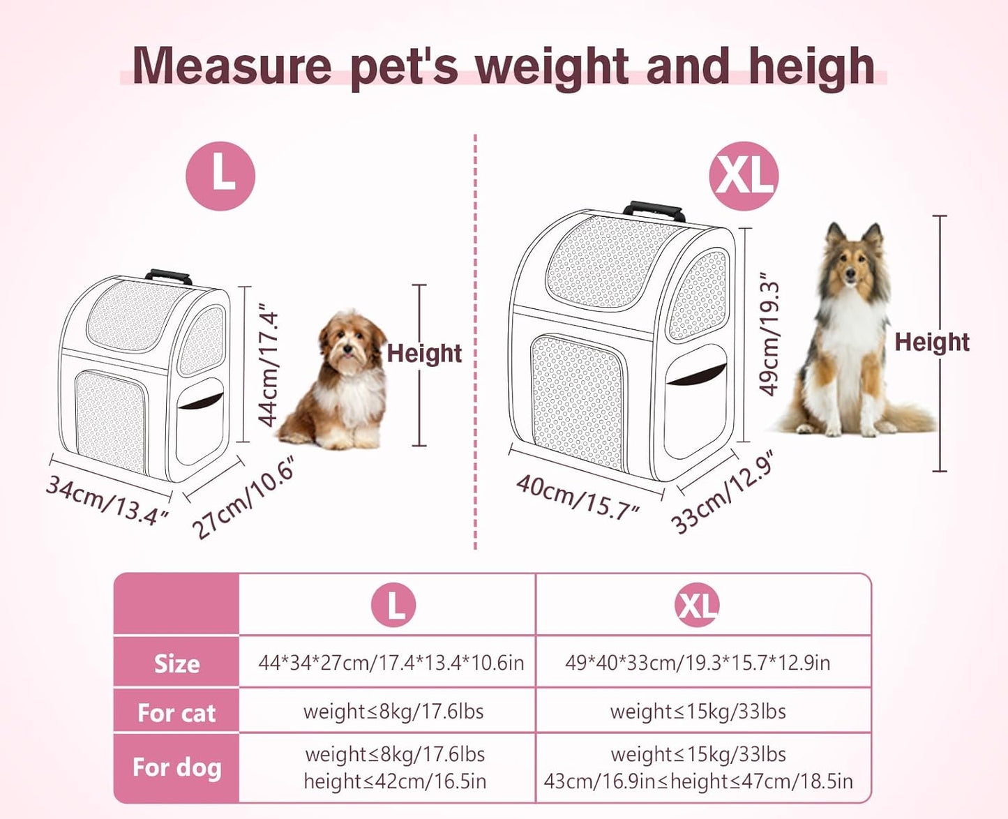 Pecute Cat Backpack Carrier, Expandable Cat Carrier Backpack with Breathable Mesh, Pet Carrier Backpack for Cats Small Dogs Puppies, Dog Backpack Carrier Great for Travel Hiking Camping Outdoor - Pawvie