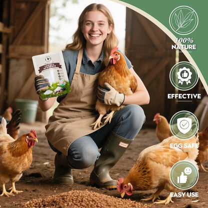 Chicken Dewormer Powder, All-Natural Health Formula, 1LB Pouch,Safe for Eggs, Effective for All Ages & Sizes, Chicken Wormer, Poultry Medicine Supplies (1, Pounds)