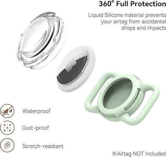 Waterproof Airtag Dog Collar Holder, Silicone & ABS Airtag Holder for Dog & Cat Collars, Ultra-Durable, Lightweight and Protective Airtag Case (Luminous, Regular)
