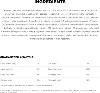 Go! Solutions Sensitivities Limited Ingredient, Grain-Free Dry Cat Food, Salmon Recipe for Sensitive Stomach, 3 lb Bag