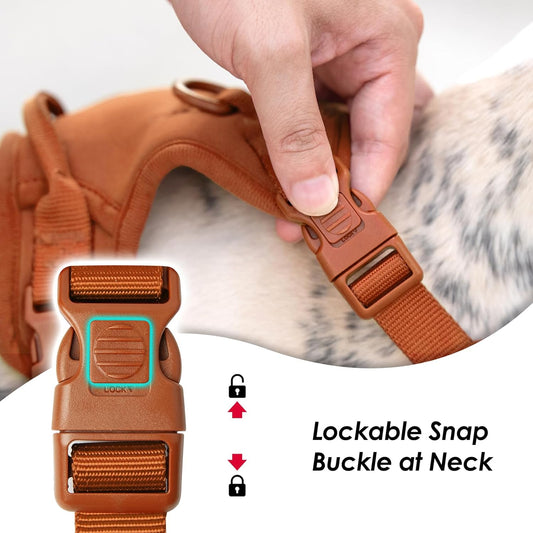 No Pull Dog Harness, Puppy Vest with Front Clip for Small Medium Large Sized Dog(Carmel Brown,XL)