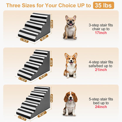 JOEJOY Curved Dog Stairs Ramp for Small Dogs 15.5" H, 3-Step Dog Stairs for High Beds and Couch, Pet Steps for Small Dogs and Cats, Non-Slip Balanced Pet Step Indoor - Pawvie