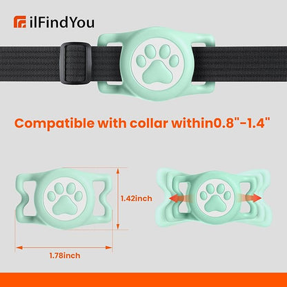 Waterproof Airtag Dog Collar Holder for Apple Air Tag, Silicone Dogs Airtag Holder for Dog Collars(Light Green)