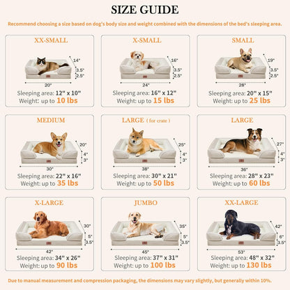 Comfort Expression Large Dog Beds Waterproof Orthopedic Foam Dog Sofa Beds Comfy Pet Bed with Washable Removable Cover & Non-Slip Bottom(Large,Beige)