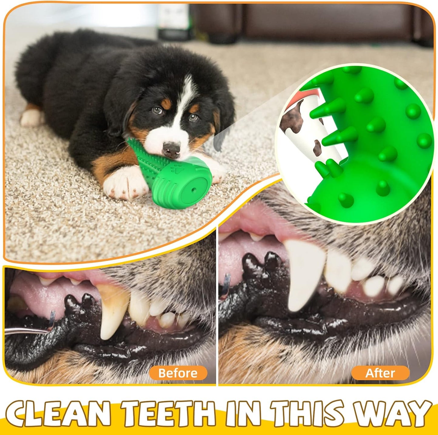 Christmas Dog Gifts, Dog Toys for Small Dogs Dog Toothbrush for Teething Cleaning, Rubber Squeaky Toys for Puppy