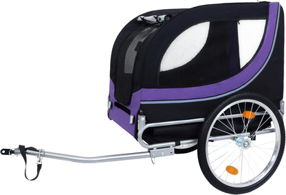 Blue-Grey Large Folding Bike Trailer for Dogs – Heavy-Duty Steel Frame, 66LB Capacity Pet Carrier for All-Terrain Cycling, Jogging & Camping Adventures! - Pawvie