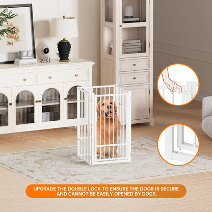 Full Metal Freestanding Dog Gate with Door, 36''Height Foldable Pet Dog Fence for Indoor & Outdoor, 4 Panels Extra Wide Free Standing TallDog Gates for Doorways,House,Stairs,Porch,Deck,Yard