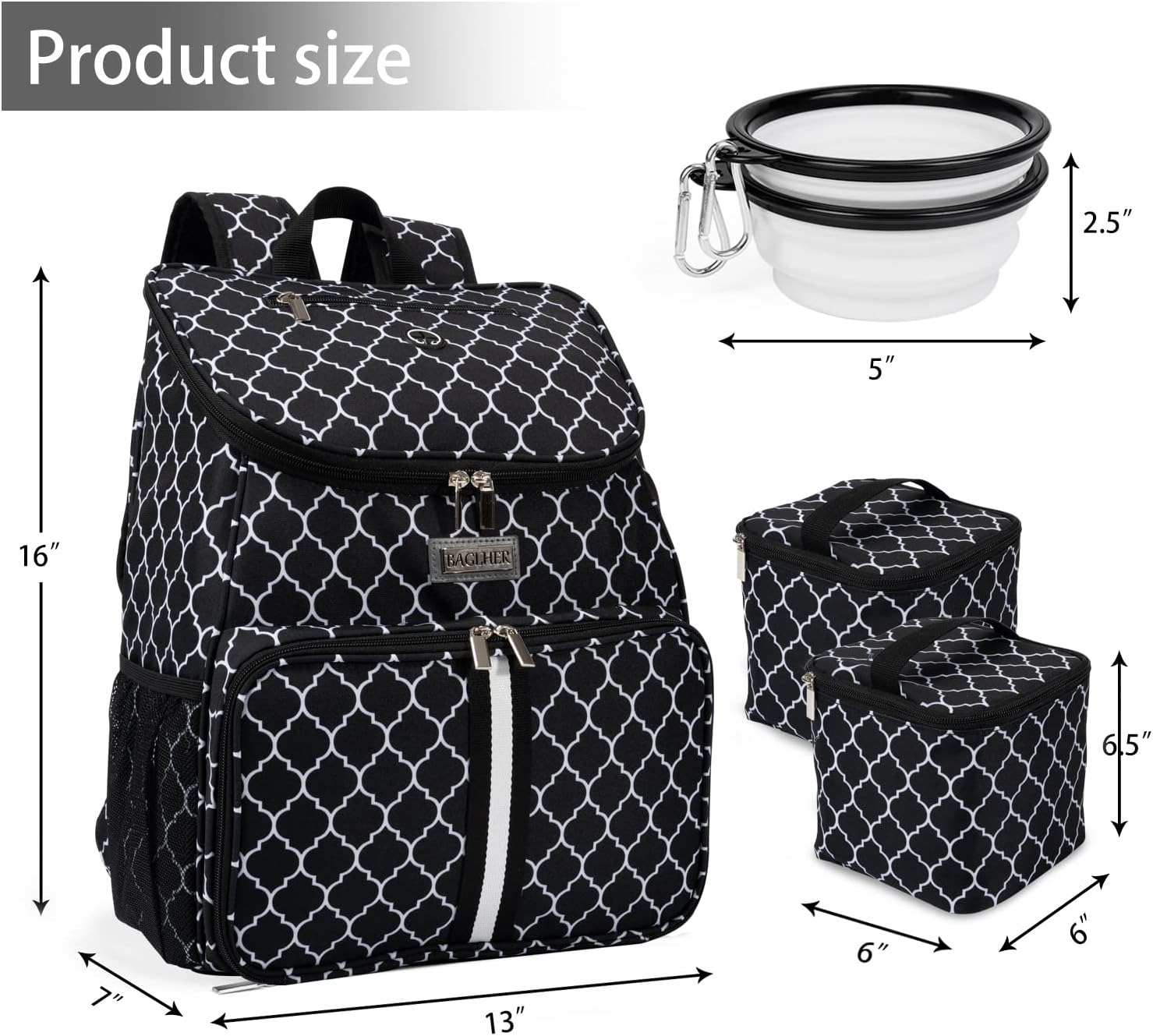 BAGLHER丨Dog Travel Bag, Airline Approved Pet Supplies Backpack, Dog Travel Backpack with 2 Silicone Collapsible Bowls and 2 Food Baskets - Pawvie