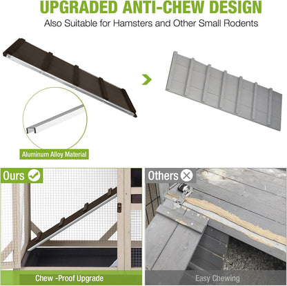 GUTINNEEN 2-Story Rabbit Hutch with Chew-Proof Ramp & Pull-Out Trays - Indoor/Outdoor 39.3" Wooden Rabbit Cage on Wheels for Rabbits, Guinea Pigs (Dark Brown)