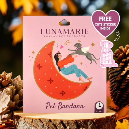 LunaMarie - Luxury Pet Birthday Bandanas -Premium & Silky Poly Fabric | 100% Handmade | Custom Shape Dual Layered (Ember, Large)