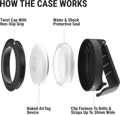 Catalyst Waterproof AirTag Dog Collar Holder - Unbeatable Protection with Clip-on AirTag Holder Case, IP68 100X More Waterproof, Dropproof, Shock Proof - for Pet Straps Up to 30mm Wide (Clip-It)