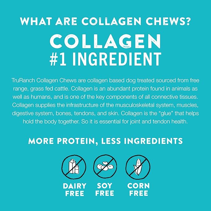 TRURANCH Collagen Sticks - 5" Collagen Sticks for Dogs - Long Lasting Healthy Joint Support - Rawhide Alternative - Skin & Coat Health - Made with Real Chicken, Value Pack, 3 Bags, 45 Count