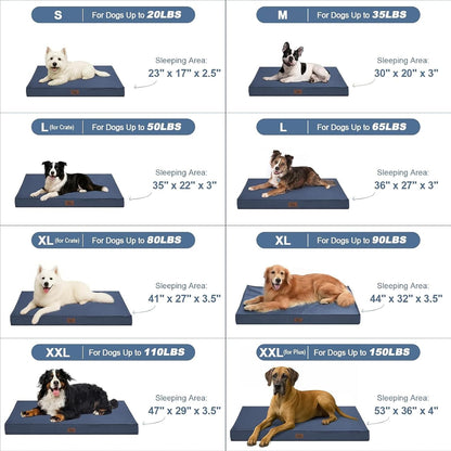 Outdoor Waterproof Dog Bed, Dog Bed for Medium Dogs, Orthopedic Egg Foam Pet Bed with Washable and Removable Oxford Cooling Cover, Navy