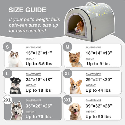 Jiupety 2 in 1 Dog House Indoor, Comfy Cave Bed Covered Dog Bed, Portable House for Medium and Large Dogs, 2XL(35"×27"×26"), Up to 70 Lb, Grey