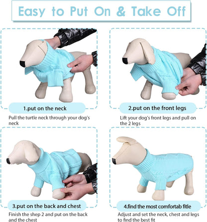 Queenmore Dog Sweater for Large Size Pet,Pitbull Dog Sweater,XXL Doggy Sweater for Labrador Retriever,Cold Weather Warm Knitted Pet Sweatershirt for Boy Girl Dogs (Sky Blue,2XL)