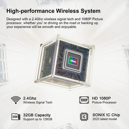 Fookoo HD 7" Wireless Backup Camera System, 1080P 7" Quad Split Screen Monitor, IP69 Waterproof Side Rear View Cameras, Parking Lines, Loop Recording, Digital Signal for RV/Trailer/Truck/Bus (DW7T4)