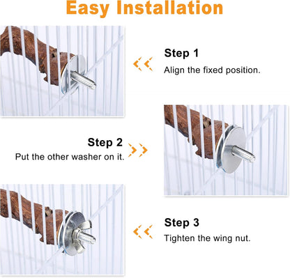 2 pcs 9.8 inch Bird Perches Stand Natural Wood Bird Perches, Birdcage Wood Stand Tree Perches for Birds Cockatiels Parrots Conures Macaws Finches(2PCS 9.8" Length)