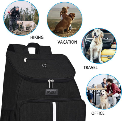BAGLHER丨Dog Travel Bag, Airline Approved Pet Supplies Backpack, Dog Travel Backpack Accessories Set with 2 Silicone Collapsible Bowls and 2 Food Baskets. Black - Pawvie