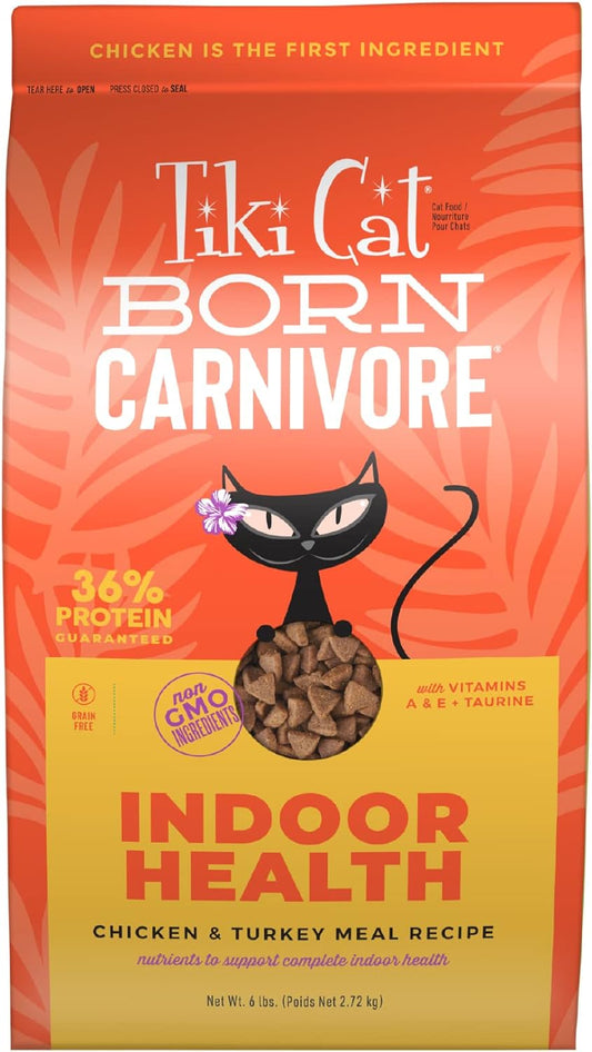 Tiki Cat Born Carnivore Indoor Health Dry Cat Food, Chicken & Turkey Meal, 6 lbs. Bag